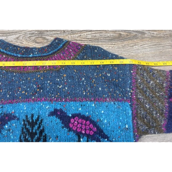 VTG 90s Segrets Sun Prints Women's Wool Bird Speckled Chunky Knit Sweater Sz L - Picture 7 of 10